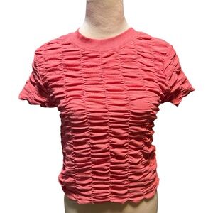 House of Harlow 1960 Coral Ruched Short Sleeve Top